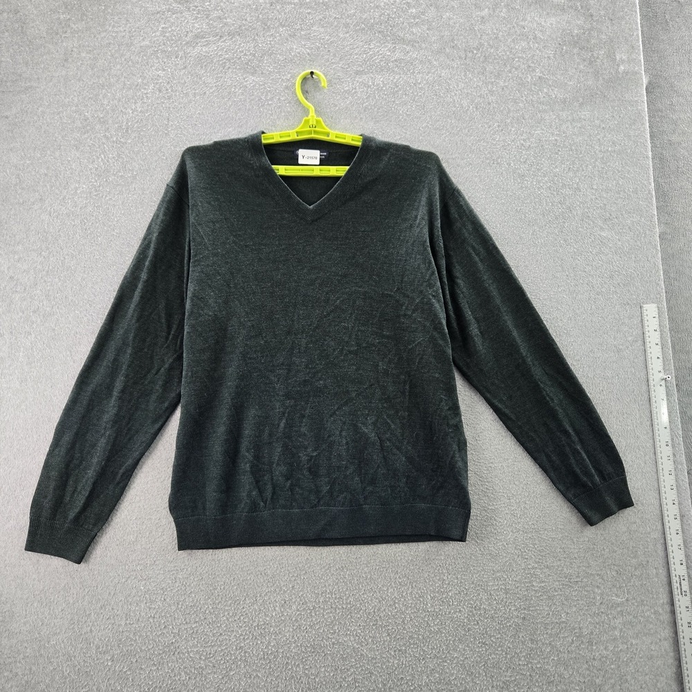 Hart Schaffner Marx Men Sweater XL Green Extra Fine Merino Wool READ